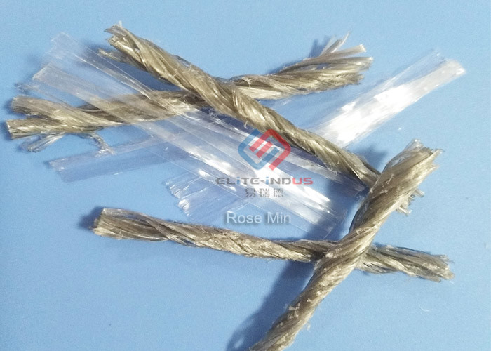 Cement Reinforcement Hybrid Bundle Pp Fiber , 54mm Length Polypropylene Fiber